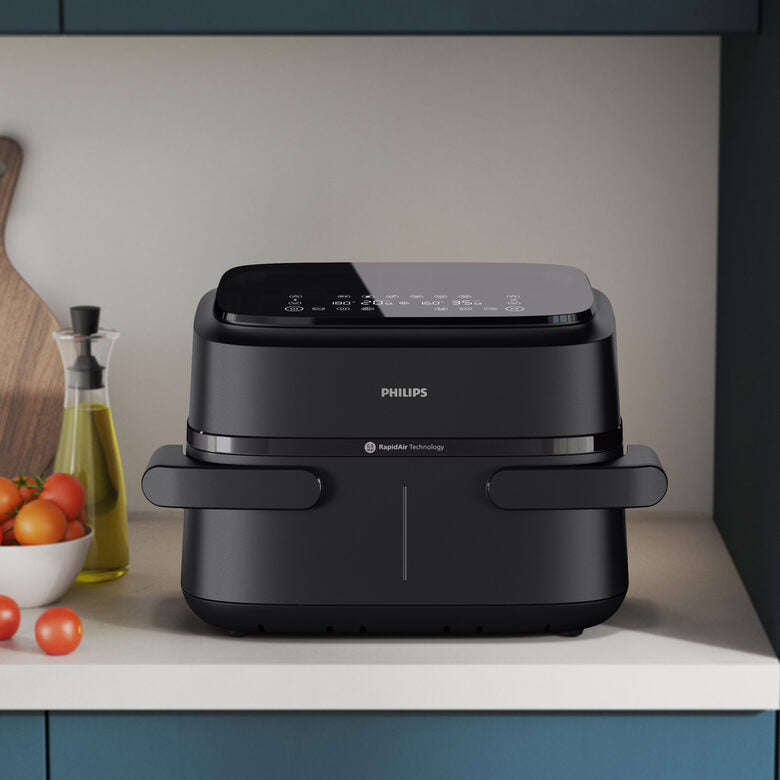 Philips Serie 1000 Airfryer con cestello flexi/doppio, friggitrice ad aria da 7.1L, 10 metodi di cottura, App per ricette NA150/00