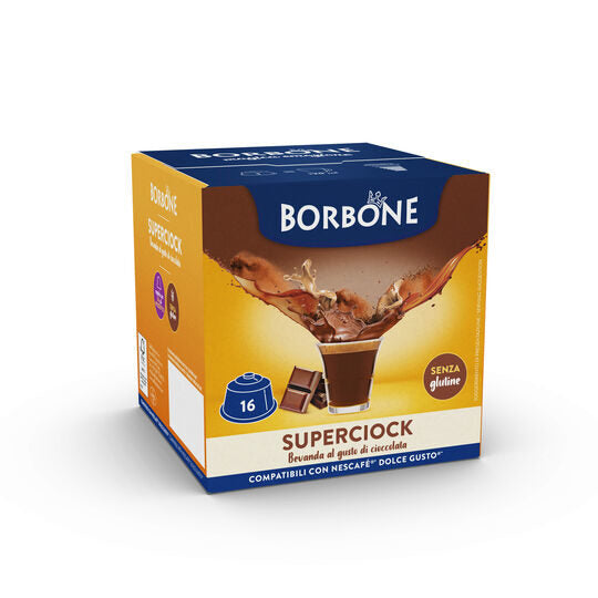 Caffè Borbone Miscela Superciock Gusto Cioccolata SENZA GLUTINE in capsule 16pz compatibili con macchine a marchio Nescafè® Dolce Gusto®