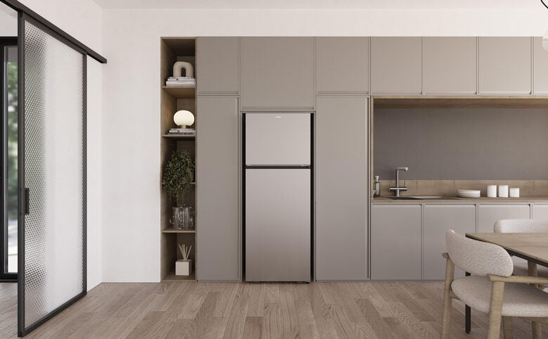 Haier HPR5718ENMX Frigorifero Combinato A Libera Installazione, Tecnologia Total No Frost, Sistema LED Daylight, Classe E, Acciaio Inox