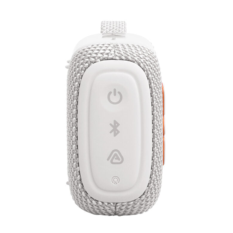 JBL GO 5 Speaker Bluetooth ultra‑portatile con potente Pro Sound e bassi incisivi, pairing AirTouch, design impermeabile, 10 ore di autonomia, Bianco