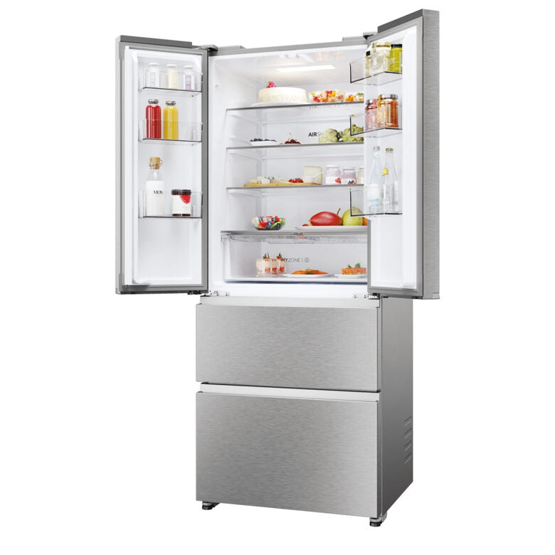 Haier HFR3718ENMM FD 70 Serie 3 Frigorifero Combinato A Libera Installazione, No Frost, Display, Classe E, Acciaio Inox