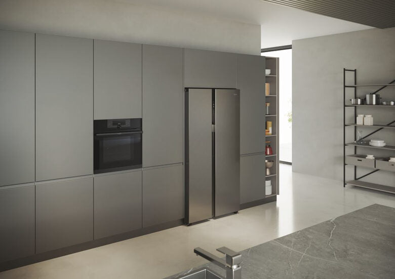 Haier SBS 90 Serie 5 HSR5918DNMP Frigorifero Side By Side Libera Installazione 528 L D Platino, Acciaio inossidabile