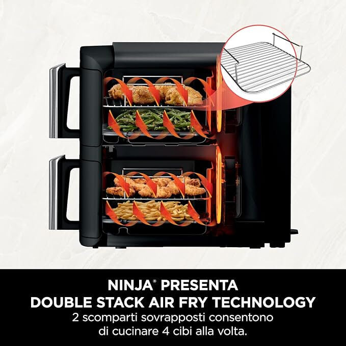 Ninja SL300EU friggitrice Doppia 7,6 L Indipendente 2470 W Friggitrice a basso contenuto di grassi Nero