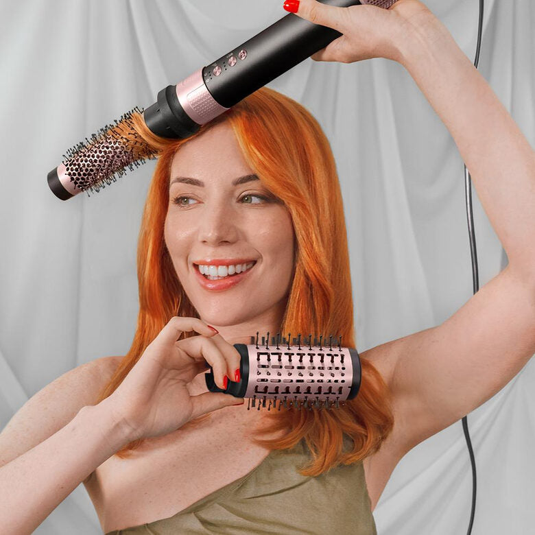 Cecotec Bamba CeramicCare 12in1 Asciugacapelli AirGlam Black Multistyler Caldo Nero, Rosa 1400 W