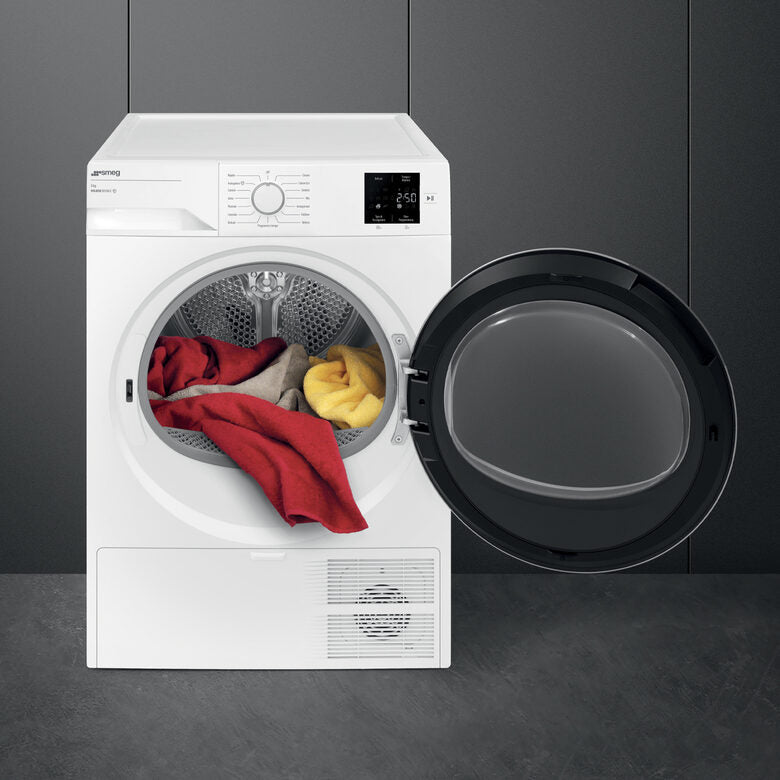 Smeg DRC08EE Asciugatrice A Libera Installazione 8 Kg, Pompa Di Calore, Condensazione, Classe E, Bianco