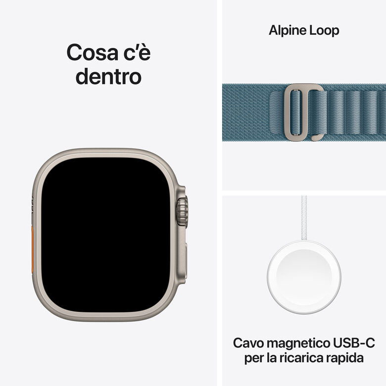 Apple Watch Ultra 3 GPS + Cellular 49mm Cassa Titanio con Alpine Loop Blu Chiaro - Medium