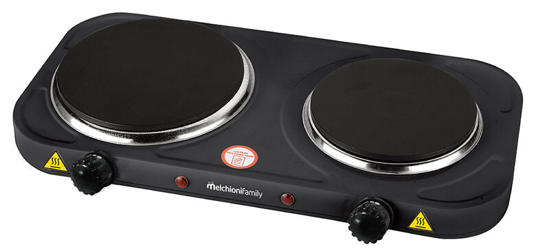 Melchioni COOK 2 Nero, Acciaio inox Superficie piana Piastra sigillata 2 Fornello(i)