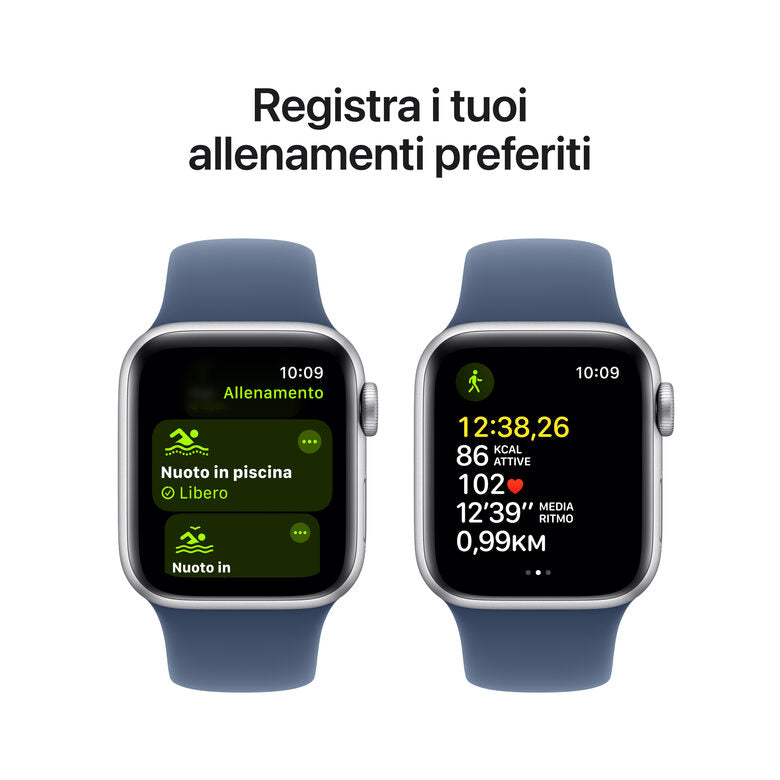 Apple Watch SE GPS + Cellular 40mm Cassa in Alluminio Color Argento con Denim Sport Band - S/M