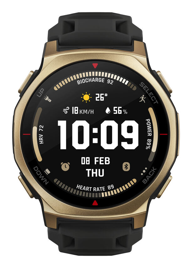 Amazfit T-rex 3 Pro 3,35 cm (1.32") AMOLED 44 mm Digitale 466 x 466 Pixel Touch screen Nero Oro Wi-Fi GPS (satellitare)