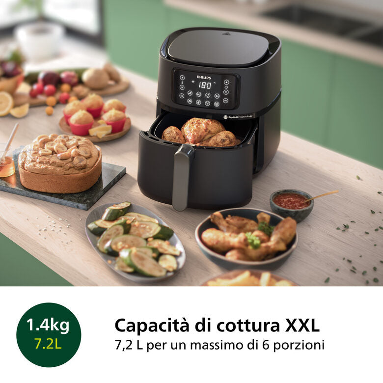 Philips 5000 series Airfryer 7.2L, Friggitrice ad aria 16-in-1, App per ricette , accessorio teglia HD9285/93