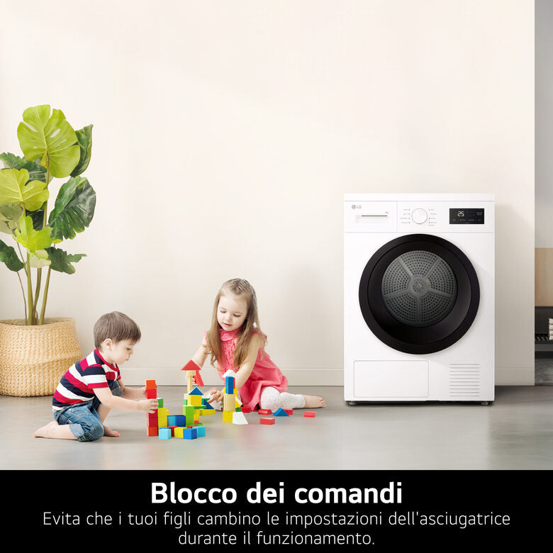 LG RNA1008NWK Asciugatrice 8kg Pompa di calore, Classe D, 8 programmi, Sensore asciugatura