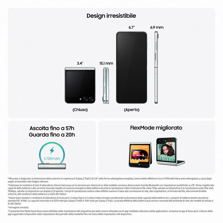 Samsung Galaxy Z Flip5 RAM 8GB Display 3,4" Super AMOLED/6,7" Dynamic AMOLED 2X Mint 512GB