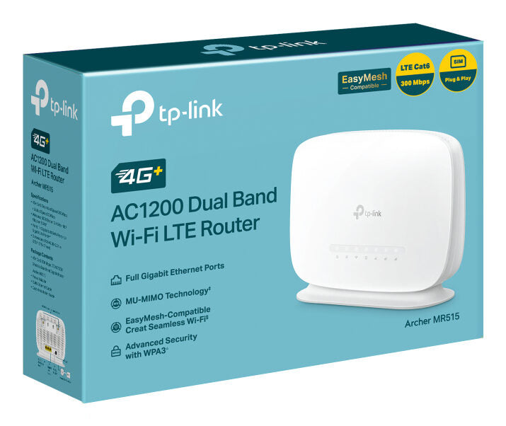 TP-Link Archer AC1200 router wireless Gigabit Ethernet Dual-band (2.4 GHz/5 GHz) 4G Bianco
