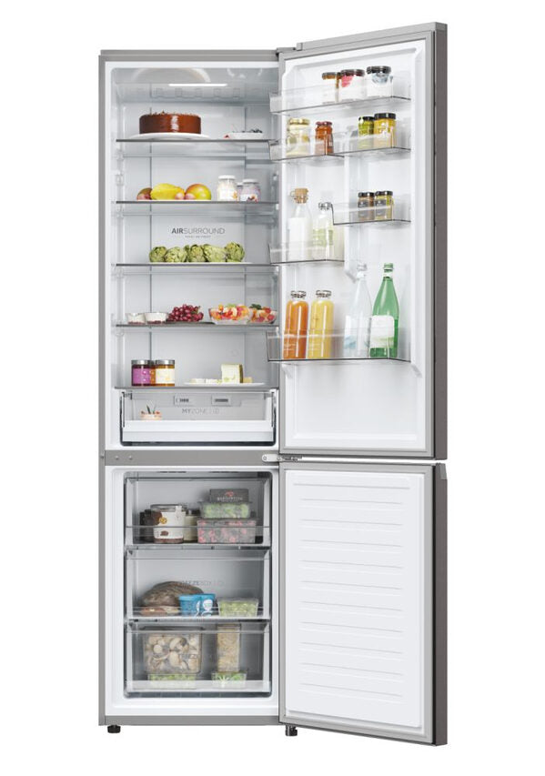 Haier HDPW3620DNPD 2D 60 Serie 3 Frigorifero Combinato A Libera Installazione, No Frost, Tecnologia Haier Air Surround, Haier Artificial Intelligence, Classe D, Acciaio Inox