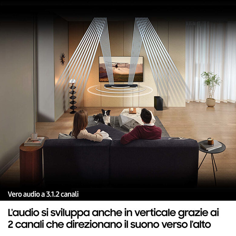 Samsung Soundbar HW-Q600C/ZF Serie Q, 9 speaker, Wireless Dolby Atmos, Audio a 3.1.2 canali, Q-Simphony, Compatibile con Alexa e Google Assistant, Black