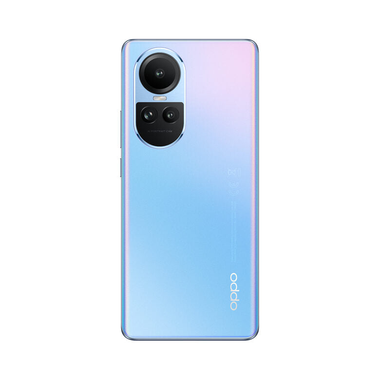 OPPO Reno Smartphone 5G, AI Tripla fotocamera 64+32+8MP, Selfie 32MP, Display 6.7" 120HZ AMOLED, 5000 mAh, RAM 8GB (Esp. fino 16GB) + ROM 256GB, [Versione Italia], Colore Ice Blue