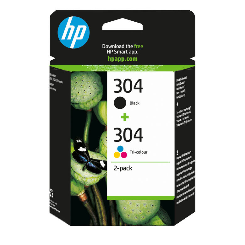 HP Confezione da 2 cartucce di inchiostro nero/in tricromia originali 304