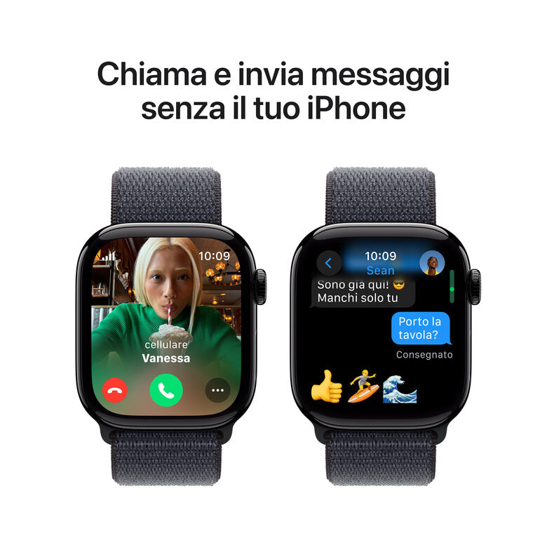 Apple Watch Series 10 Serie 10 GPS + Cellular 42mm Cassa in Alluminio color Jet Black con Sport Loop