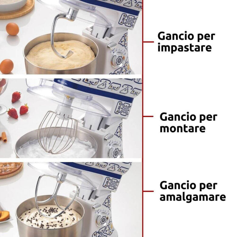 Ariete 1588 Impastatrice Capri, Planetaria, 7 velocità, 2400 Watt, 5,5 litri, Tazza Acciaio Inox