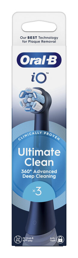 Oral-B Testine di Ricambio iO Series Ultimate Clean Black, testine rotonde di ricambio originali, con setole CrissCross per pulizia e rimozione della placca avanzate e in profondità, 3