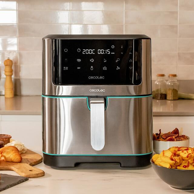 Cecotec 04984 friggitrice Singolo 8 L Indipendente 1800 W Friggitrice a basso contenuto di grassi Nero, Stainless steel