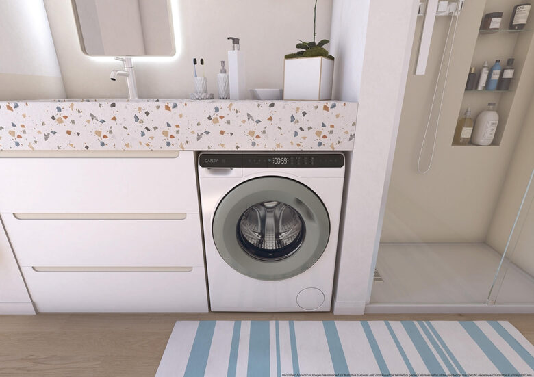 Candy CW50-BP12307GU-S, Prowash 700 Mini Lavatrice A Libera Installazione 5 Kg, 1200 Giri, Classe A, Bianco, Inverter, Wi-fi