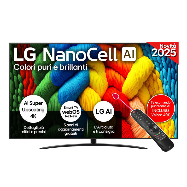 LG NanoCell AI 86NANO81A6A TV Serie NANO81 86'' 4K, α7 Gen8, HDR10, 20W, 3 HDMI con Game Optimizer, Smart TV WebOS 25