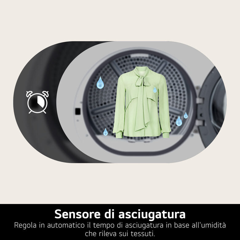 LG RNA1008NWK Asciugatrice 8kg Pompa di calore, Classe D, 8 programmi, Sensore asciugatura