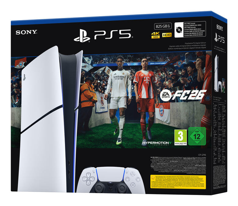 Sony PlayStation 5 Digital + EA Sports FC 26 Bundle 825 GB Wi-Fi Nero, Bianco