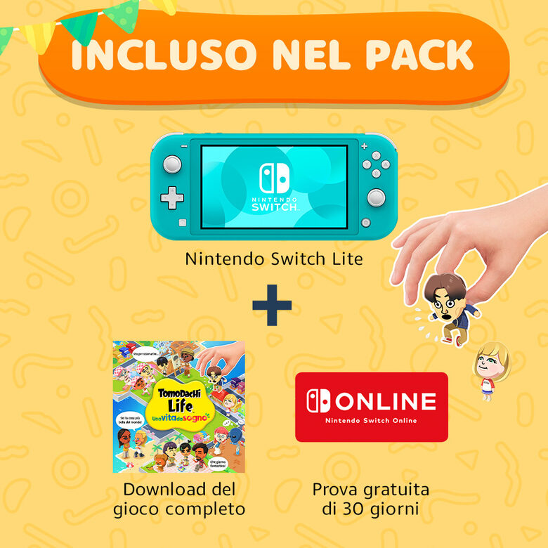 Nintendo Switch Lite + Tomodachi Life console da gioco portatile 14 cm (5.5") 32 GB Touch screen Wi-Fi Turchese