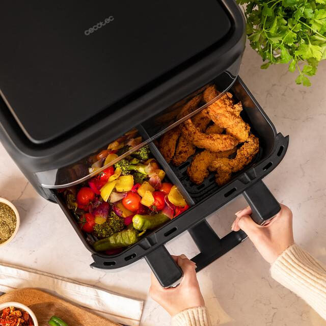 Cecotec Cecofry Dual 9000 Singolo 9 L Indipendente 2850 W Friggitrice ad aria calda Nero, Acciaio inossidabile