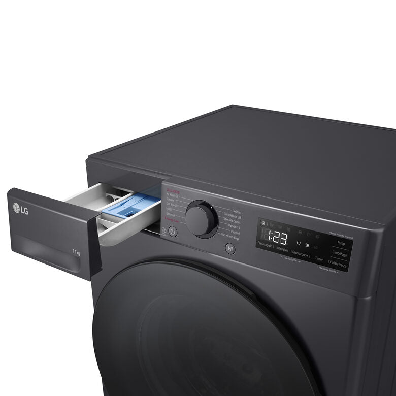 LG F4R5011TSMB Lavatrice 11kg AI DD, Classe A-10%, 1400 giri, TurboWash, Vapore