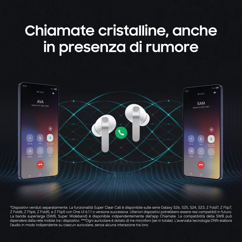 Samsung Galaxy Buds4 Pro, Black, Corpo in metallo, Altoparlante a 2 vie e doppio amplificatore, Chiamate cristalline, Audio a 360°, ANC migliorata, Controllo adattivo del rumore, Connessione