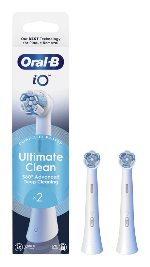 Oral-B Testine di Ricambio iO Series Ultimate Clean, testine rotonde di ricambio originali, con setole CrissCross per pulizia e rimozione della placca avanzate e in profondità, 2
