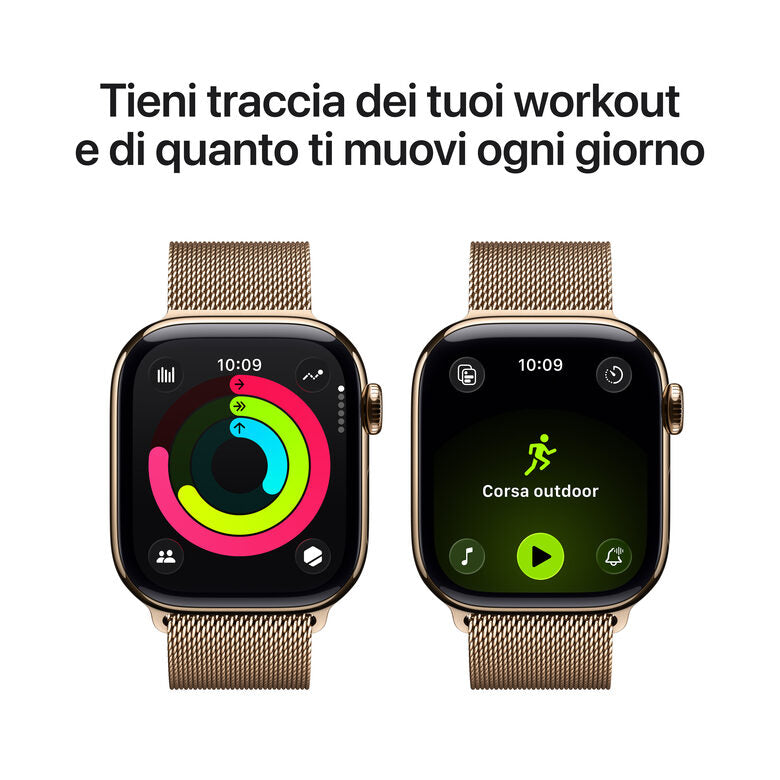 Apple Watch Series 11 GPS + Cellular 42mm Cassa Titanio Oro con Loop in maglia Milanese Oro