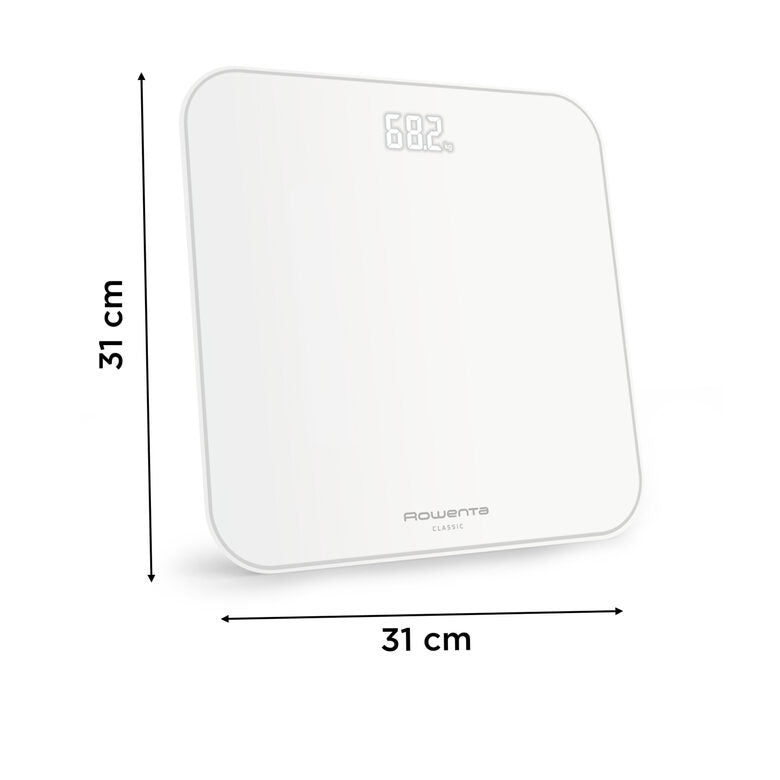 Rowenta Classic 2.0, Bilancia Da Bagno, Schermo Invisibile Facile da Leggere, Bianco, BS1901