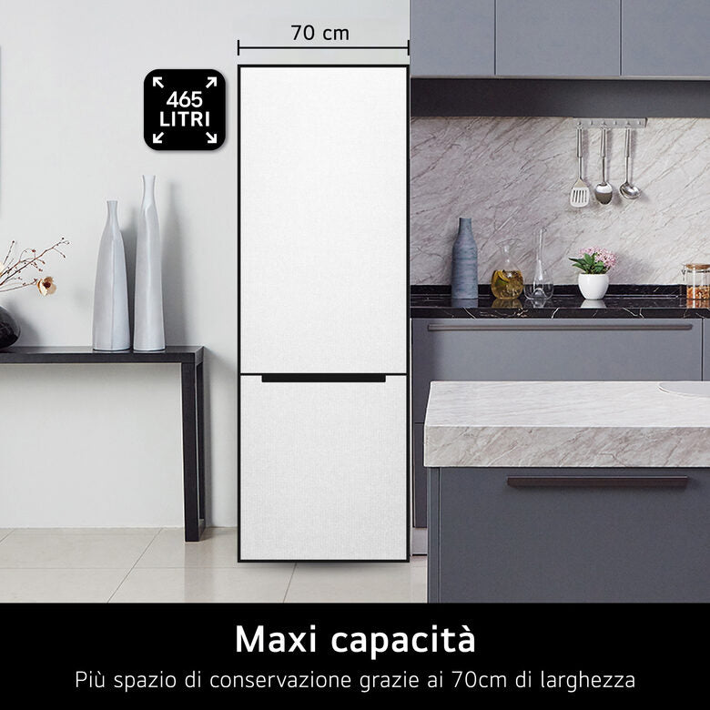 LG GBBW726AMB Frigorifero combinato Fit & Max 70cm, Classe A, 465L, AI Fresh, Wi-Fi, Metal Fresh, Door Cooling, Metal Sorbet