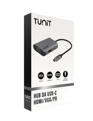 TUNIT TTHVP00 hub di interfaccia USB tipo-C Nero