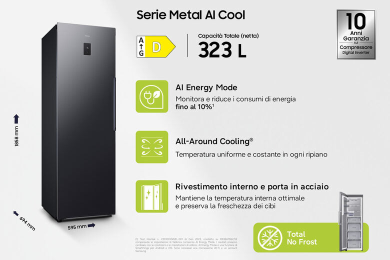 Samsung Freezer Monoporta Bespoke AI 323L RZ70H32HDFEF