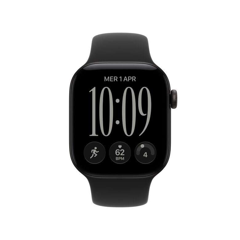 Apple Watch Series 12 GPS + Cellular, cassa 42 mm in alluminio nero con cinturino Sport nero - S/M