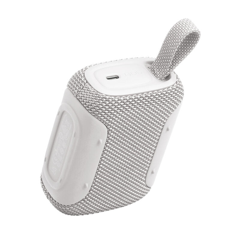 JBL GO 5 Speaker Bluetooth ultra‑portatile con potente Pro Sound e bassi incisivi, pairing AirTouch, design impermeabile, 10 ore di autonomia, Bianco