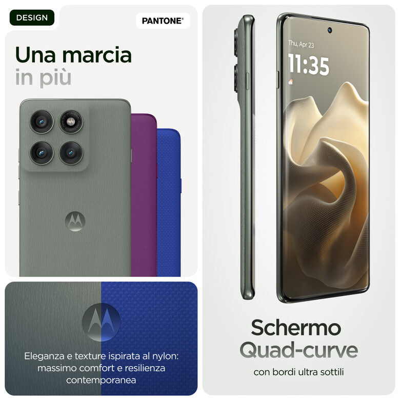Motorola edge 60 pro con Moto AI (12/512GB, Fotocamera 50+50+10MP, selfie 50MP, Display 6.67" pOLED 120Hz, MediaTek Dimensity 8350, batteria 6000mAh, ricarica 90W, Android 15), PANTONE Shado