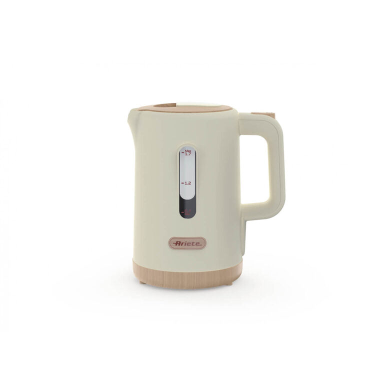 Ariete 2846 Bollitore Breakfast Wood, Bollitore Elettrico Cucina, 2200W, Capacità 1.7L, Effetto Legno, Base Cordless 360°, Spegnimento Automatico, Beige