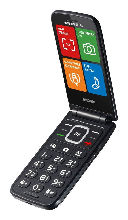Brondi Magnum XXL Nero Telefono cellulare per anziani con tasti grandi