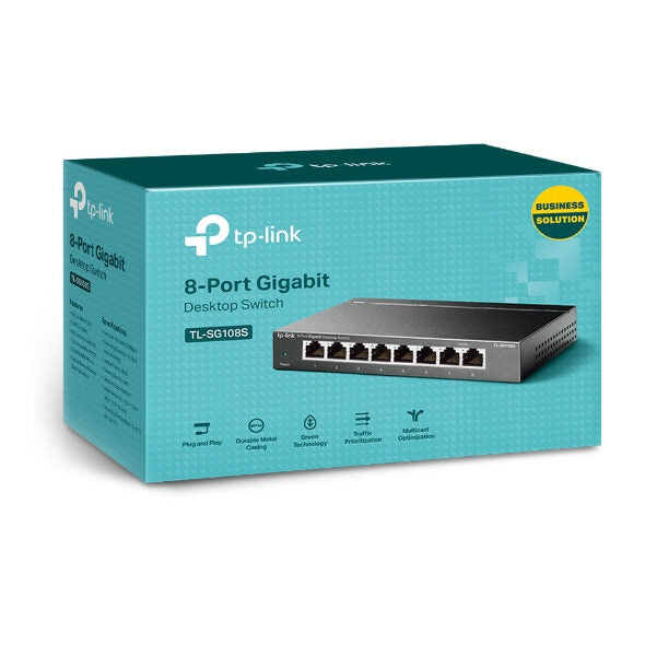 TP-Link TL-SG108S(UN) switch di rete Non gestito Gigabit Ethernet (10/100/1000) Desktop Nero