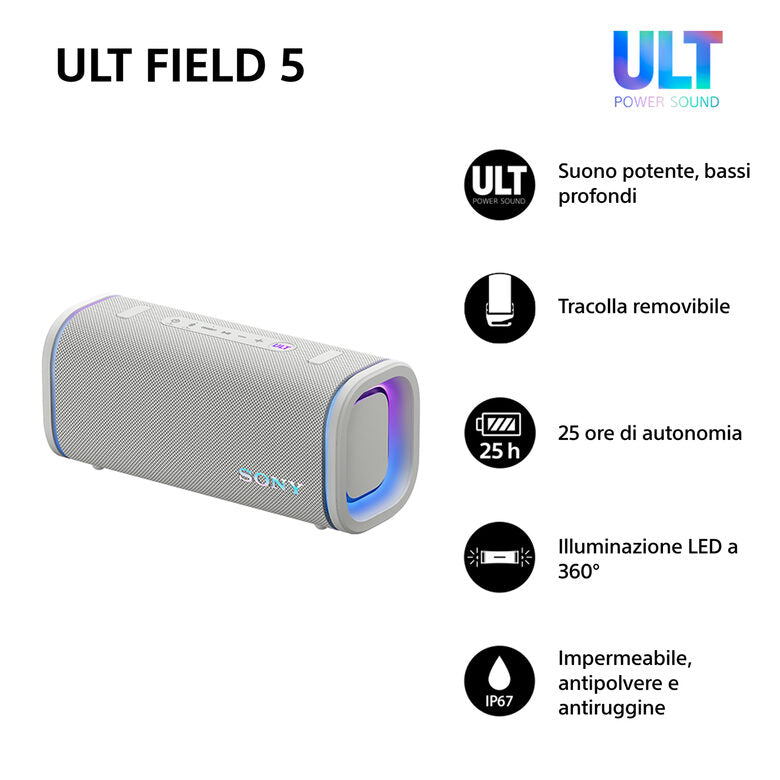 Sony Ult Field 5 Altoparlante portatile stereo Bianco