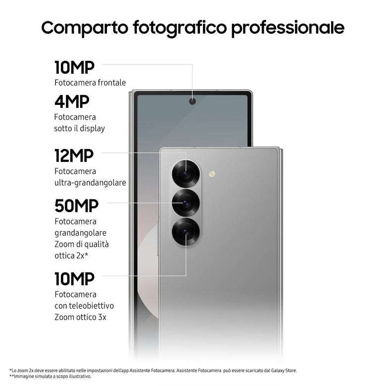 Samsung Galaxy Z Fold6 Smartphone AI, 512GB, RAM 12GB, Display 6,3"/7,6" Dynamic AMOLED 2X, Silver Shadow