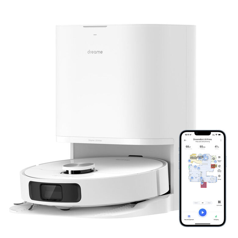 Dreame L10 Prime VM Combo Robot Aspirapolvere con 2 Spazzole laterali aggiuntive(3 in totale), Sollevamento del Mocio da 7 mm, Mocio Autopulente, Navigazione LDS, Aspirazione 4000Pa, Mappatu