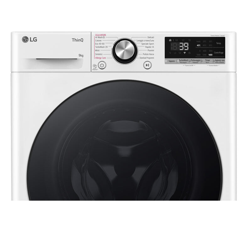 LG F4R7009TSWB Lavatrice 9kg AI DD, Classe A-10%, 1400 giri, TurboWash, Vapore