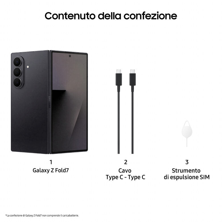 Samsung Galaxy Z Fold7 Smartphone AI, RAM 16GB, 1TB, Display 6,5"/8", Camera 200MP, Batteria a lunga durata, Jetblack